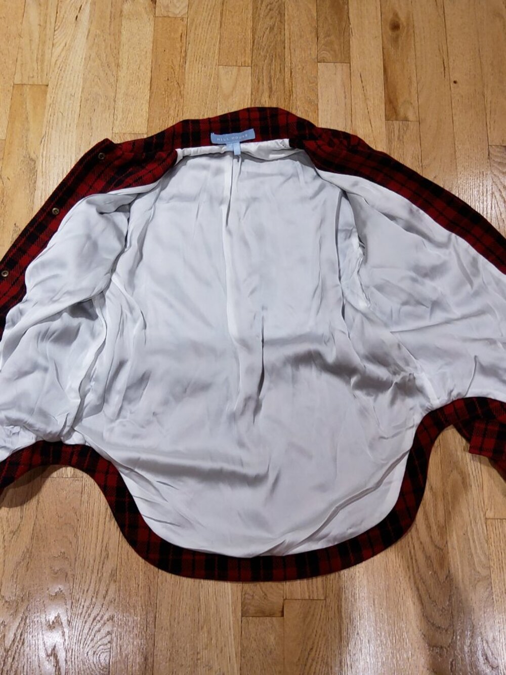 NWOT Hill House Wool Plaid Red / Black Shirt Jacket Size S - Picture 6 of 7